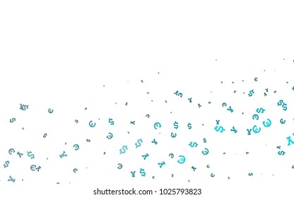 Light BLUE vector template with Euro, Dollar, Yen. Abstract illustration with colored financial digital symbols. Best design for your ad, poster, banner of money.
