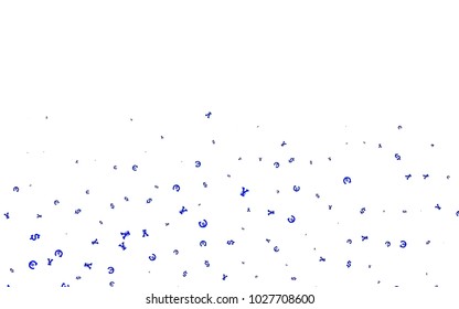 Light BLUE vector template with Euro, Dollar, Yen. Colored symbols of all currency on white background. The pattern can be used for financial, investment websites.