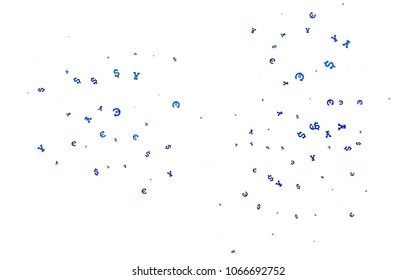 Light BLUE vector template with Euro, Dollar, Yen. Abstract illustration with colored financial digital symbols. The pattern can be used for financial, investment websites.