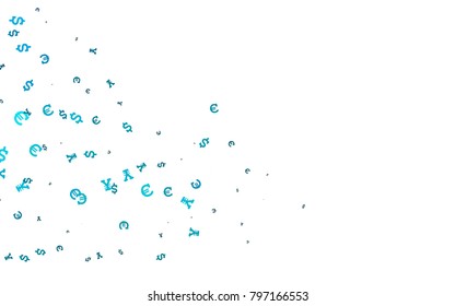 Light BLUE vector template with Euro, Dollar, Yen. Blurred design in with symbols of EUR, USD, JPY. Best design for your ad, poster, banner of money.