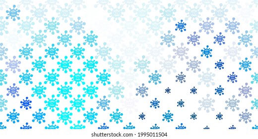 Light BLUE vector template with flu signs. Smart illustration with covid signs in decorative style. Wallpaper for health protection.