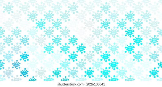 Light BLUE vector template with flu signs. Smart illustration with covid signs in decorative style. Simple drawing against danger fever.