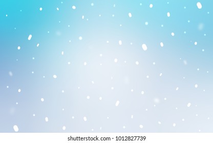Light BLUE vector template with ice snowflakes. Snow on blurred abstract background with gradient. New year design for your ad, poster, banner.