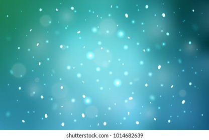 Light BLUE vector template with ice snowflakes. Snow on blurred abstract background with gradient. New year design for your ad, poster, banner.