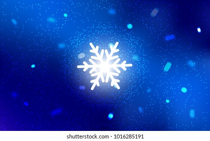 Light BLUE vector template with ice snowflakes. Snow on blurred abstract background with gradient. The pattern can be used for year new  websites.