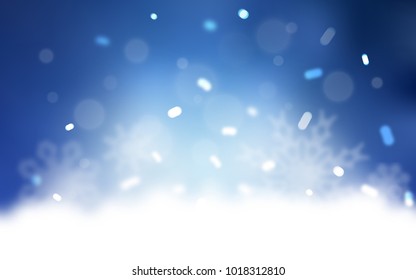 Light BLUE vector template with ice snowflakes. Blurred decorative design in xmas style with snow. New year design for your ad, poster, banner.