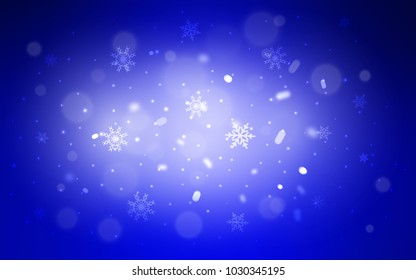 Light BLUE vector template with ice snowflakes. Glitter abstract illustration with crystals of ice. New year design for your ad, poster, banner.