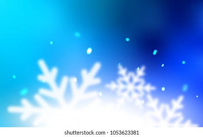 Light BLUE vector template with ice snowflakes. Shining colored illustration with snow in christmas style. The pattern can be used for new year leaflets.