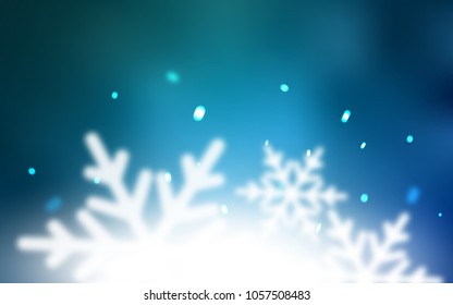 Light BLUE vector template with ice snowflakes. Shining colored illustration with snow in christmas style. The pattern can be used for year new  websites.