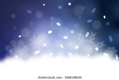 Light BLUE vector template with ice snowflakes. Snow on blurred abstract background with gradient. New year design for your business advert.