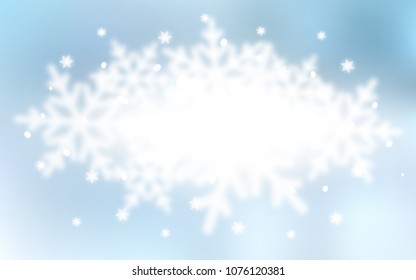 Light BLUE vector template with ice snowflakes. Blurred decorative design in xmas style with snow. The pattern can be used for new year leaflets.