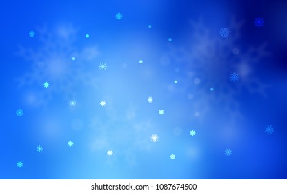 Light BLUE vector template with ice snowflakes. Glitter abstract illustration with crystals of ice. New year design for your business advert.