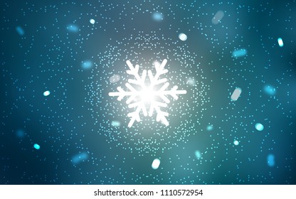 Light BLUE vector template with ice snowflakes. Blurred decorative design in xmas style with snow. The pattern can be used for new year leaflets.