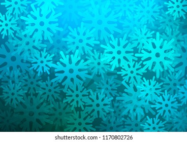 Light BLUE vector template with ice snowflakes. Glitter abstract illustration with crystals of ice. The pattern can be used for new year leaflets.