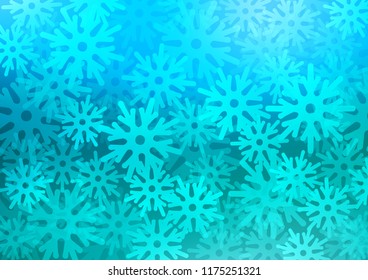 Light BLUE vector template with ice snowflakes. Modern geometrical abstract illustration with crystals of ice. The pattern can be used for new year leaflets.