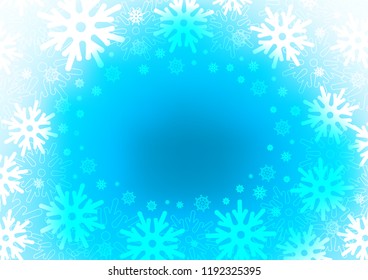 Light BLUE vector template with ice snowflakes. Blurred decorative design in xmas style with snow. New year design for your business advert.
