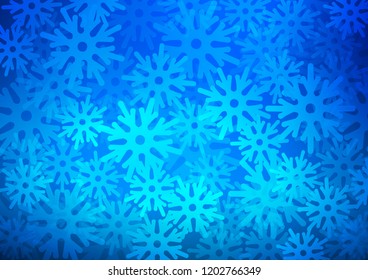 Light BLUE vector template with ice snowflakes. Decorative shining illustration with snow on abstract template. New year design for your business advert.