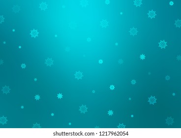Light BLUE vector template with ice snowflakes. Glitter abstract illustration with crystals of ice. The pattern can be used for new year ad, booklets.