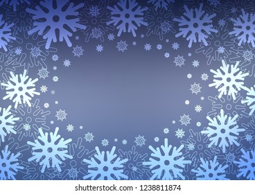 Light BLUE vector template with ice snowflakes. Blurred decorative design in xmas style with snow. The pattern can be used for year new  websites.