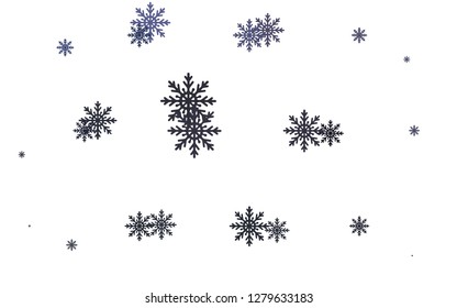 Light BLUE vector template with ice snowflakes. Modern geometrical abstract illustration with crystals of ice. The template can be used as a new year background.