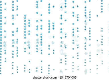 Light BLUE vector template with ice snowflakes. Blurred decorative design in xmas style with snow. The pattern can be used for new year ad, booklets.
