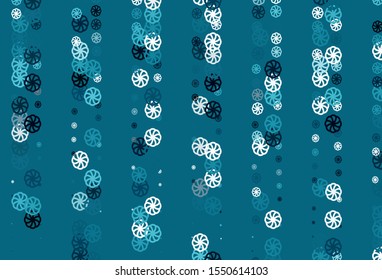 Light BLUE vector template with ice snowflakes. Blurred decorative design in xmas style with snow. New year design for your ad, poster, banner.
