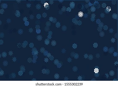 Light BLUE vector template with ice snowflakes. Glitter abstract illustration with crystals of ice. The pattern can be used for new year leaflets.