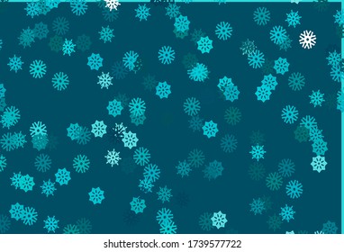 Light BLUE vector template with ice snowflakes. Modern geometrical abstract illustration with crystals of ice. The pattern can be used for new year leaflets.