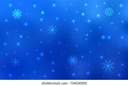 Light BLUE vector template with ice snowflakes. Modern geometrical abstract illustration with crystals of ice. The template can be used as a new year background.