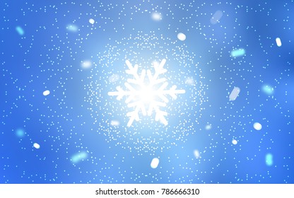 Light BLUE vector template with ice snowflakes. Modern geometrical abstract illustration with crystals of ice. New year design for your business advert.