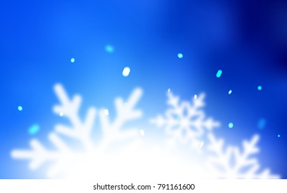 Light BLUE vector template with ice snowflakes. Modern geometrical abstract illustration with crystals of ice. The pattern can be used for new year leaflets.