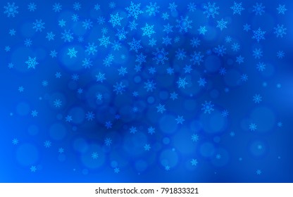 Light BLUE vector template with ice snowflakes. Decorative shining illustration with snow on abstract template. New year design for your ad, poster, banner.