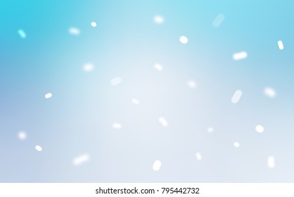 Light BLUE vector template with ice snowflakes. Blurred decorative design in xmas style with snow. The pattern can be used for new year leaflets.