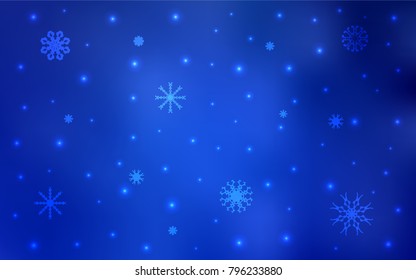 Light BLUE vector template with ice snowflakes. Shining colored illustration with snow in christmas style. New year design for your ad, poster, banner.