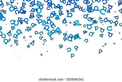 Light BLUE vector template with isolated letters. Colored alphabet signs with gradient on white background. Smart design for your business advert of university.