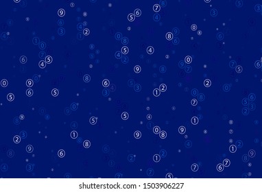 Light BLUE vector template with isolated numerals. Modern geometrical illustration with numerals. Pattern for school, grammar websites.