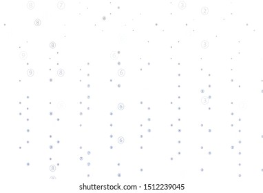 Light BLUE vector template with isolated numerals. Illustration with Numeral symbols on abstract template. Best design a poster, banner of a math college.