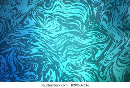 Light BLUE vector template with lines, ovals. Shining crooked illustration in marble style. Pattern for your business design.