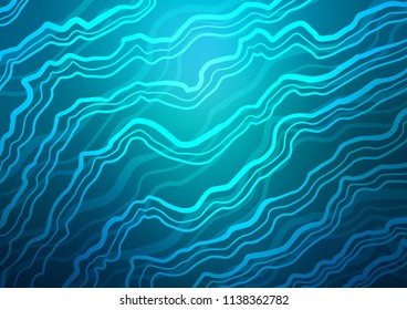 Light BLUE vector template with lines, ovals. Creative illustration in halftone marble style with gradient. Brand new design for your ads, poster, banner.