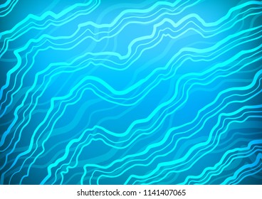 Light BLUE vector template with lines, ovals. Creative illustration in halftone marble style with gradient. Textured wave pattern for backgrounds.