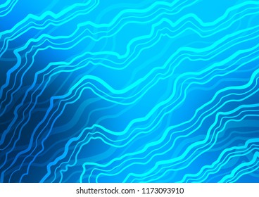 Light BLUE vector template with lines, ovals. Creative illustration in halftone marble style with gradient. Textured wave pattern for backgrounds.