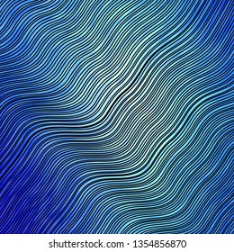 Light BLUE vector template with lines. Illustration in halftone style with gradient curves. Best design for your ad, poster, banner.