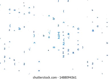 Light BLUE vector template with math simbols. Blurred design in simple style with collection of numerals. Best design for your math college.