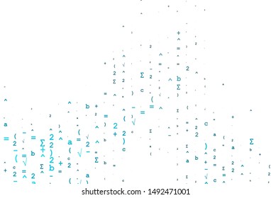 Light BLUE vector template with math simbols. Blurred design in simple style with collection of numerals. Template for cell phone backgrounds.