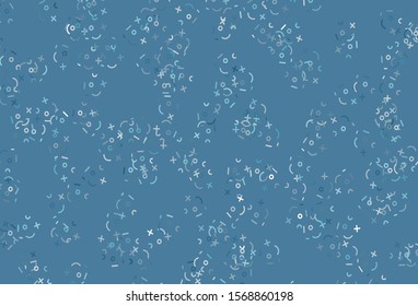 Light BLUE vector template with math simbols. Illustration with Numeral symbols on abstract template. Pattern for school, grammar websites.