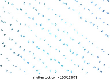 Light BLUE vector template with musical symbols. Modern abstract illustration with melody keys. Template for fasion magazines.
