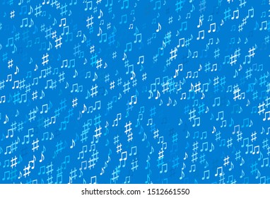 Light BLUE vector template with musical symbols. Abstract illustration with colorful symbols of melody. Pattern for festival leaflets.
