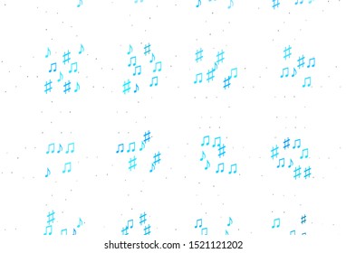 Light BLUE vector template with musical symbols. Decorative design in abstract style with music shapes. Modern design for wallpapers.