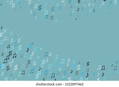 Light BLUE vector template with musical symbols. Decorative design in abstract style with music shapes. Modern design for wallpapers.