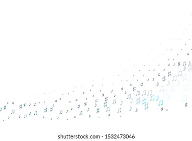 Light BLUE vector template with musical symbols. Abstract illustration with colorful symbols of melody. Pattern for school ad, booklets.